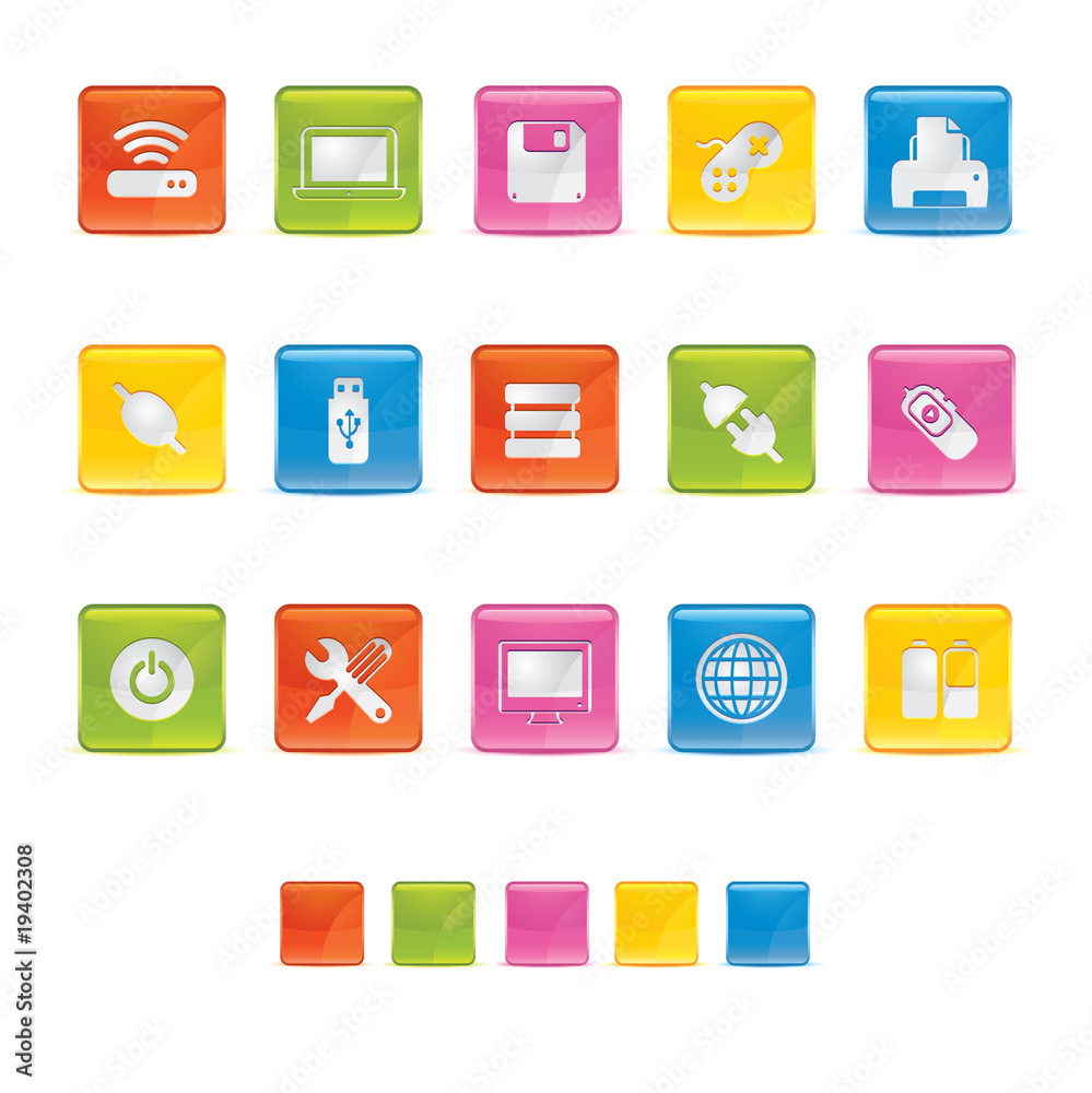 Glossy Square Icons - Computer Equipment