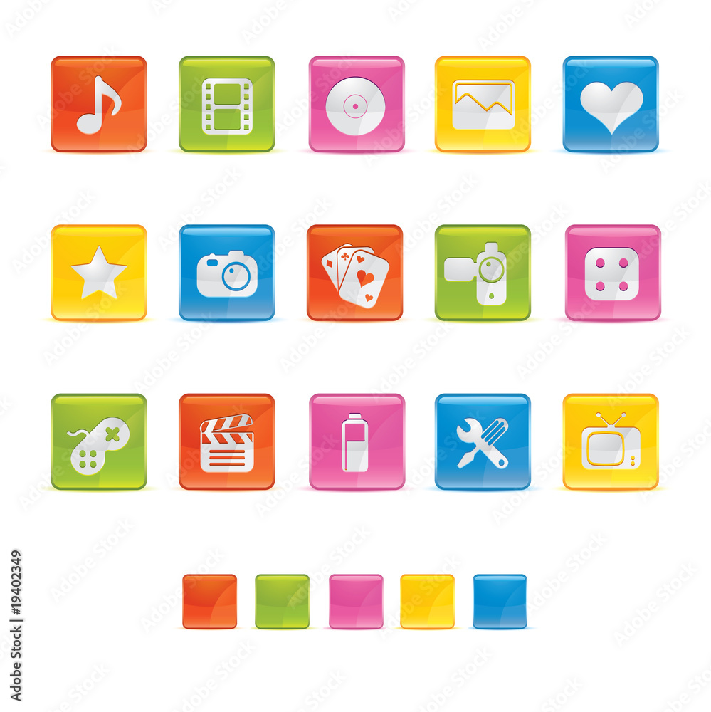 Glossy Square Icons - Multimedia