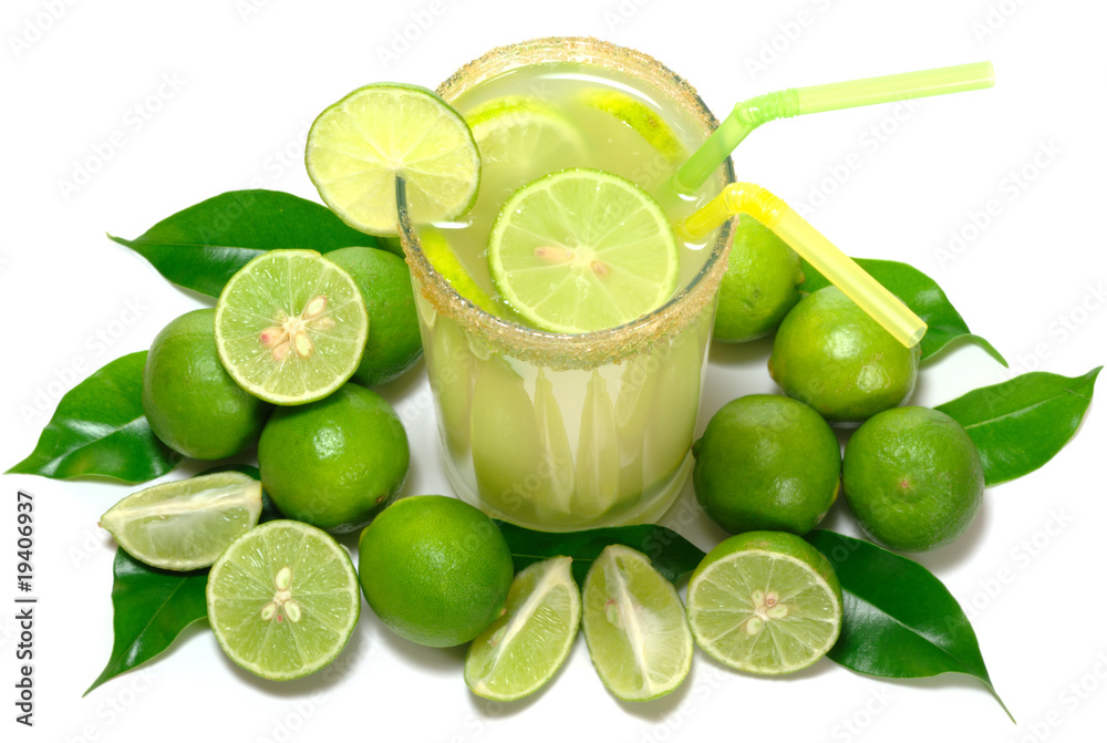 Fresh Lemonade, Lemons and Leaves with Straws Fresh Lemonade, Lemons and Leaves with Straws