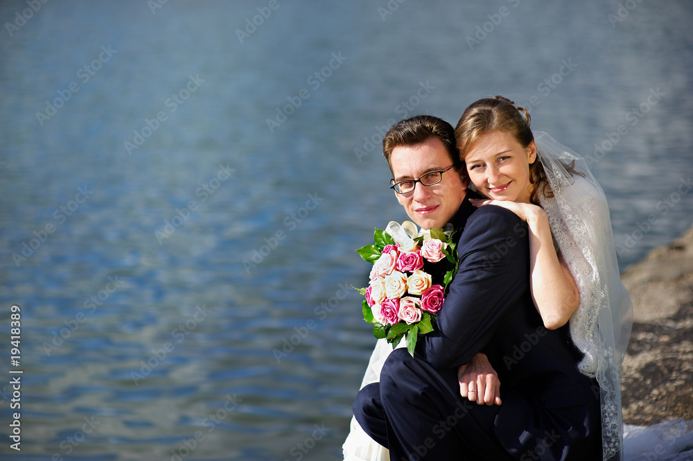 Bride and groom on wedding walk Bride and groom on wedding walk
