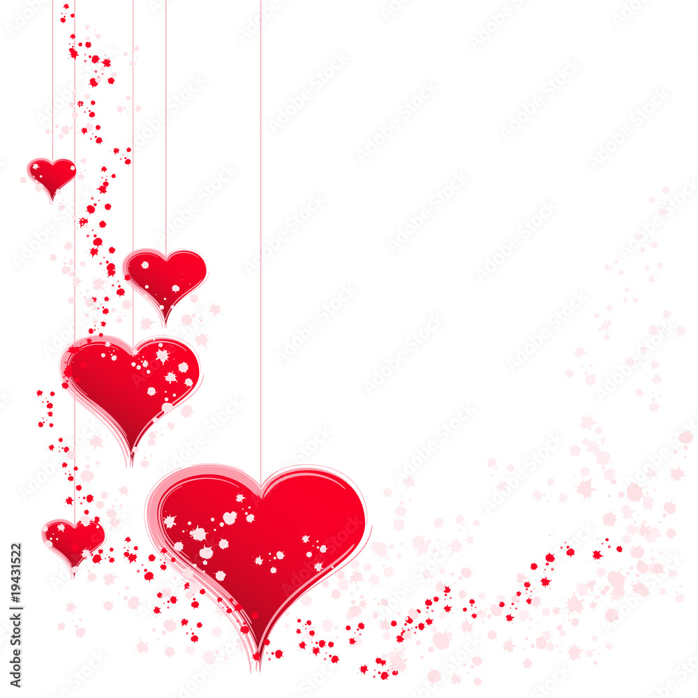 delicate red hearts - obrazy, fototapety, plakaty 