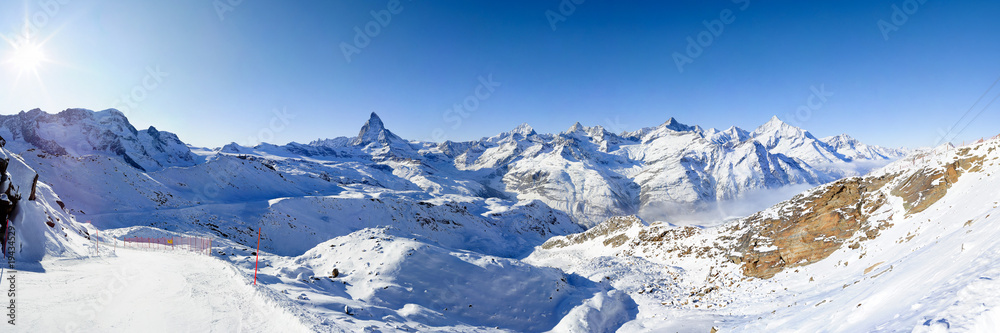 Panorama from gornergrat in winter
