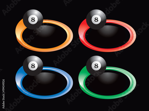 eight balls colored round banners