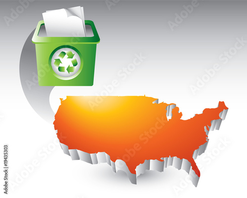 recycle bin over orange united states icon
