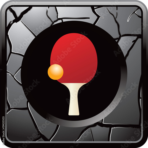 ping pong paddle gray cracked web button