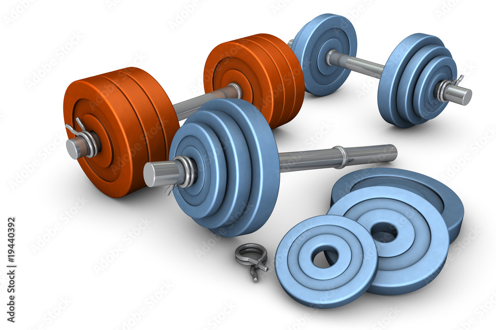 Naklejka premium Hantle - Sprzęt do ćwiczeń siłowych