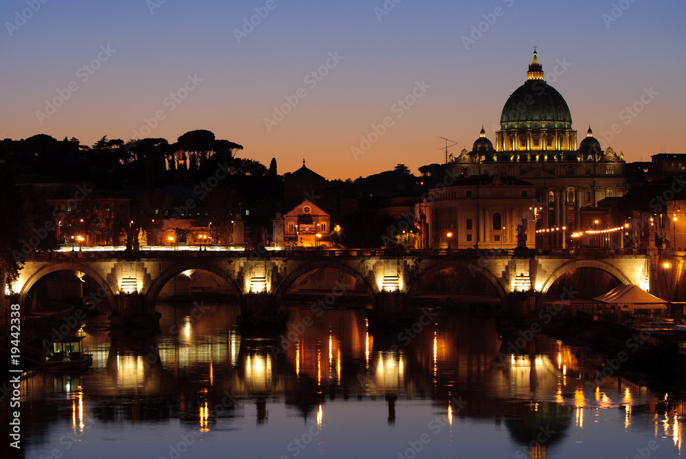 St. Peter's Basilica in Rome at sunset