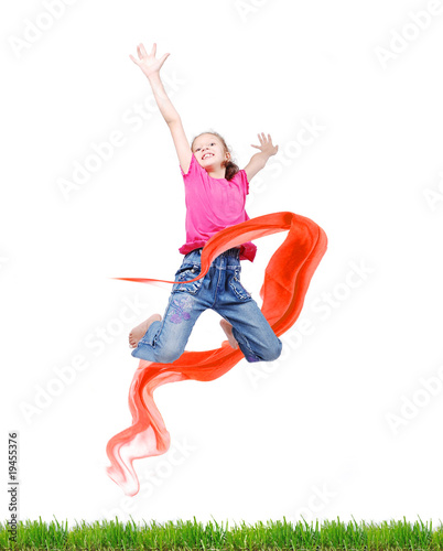 Happy girl jumping