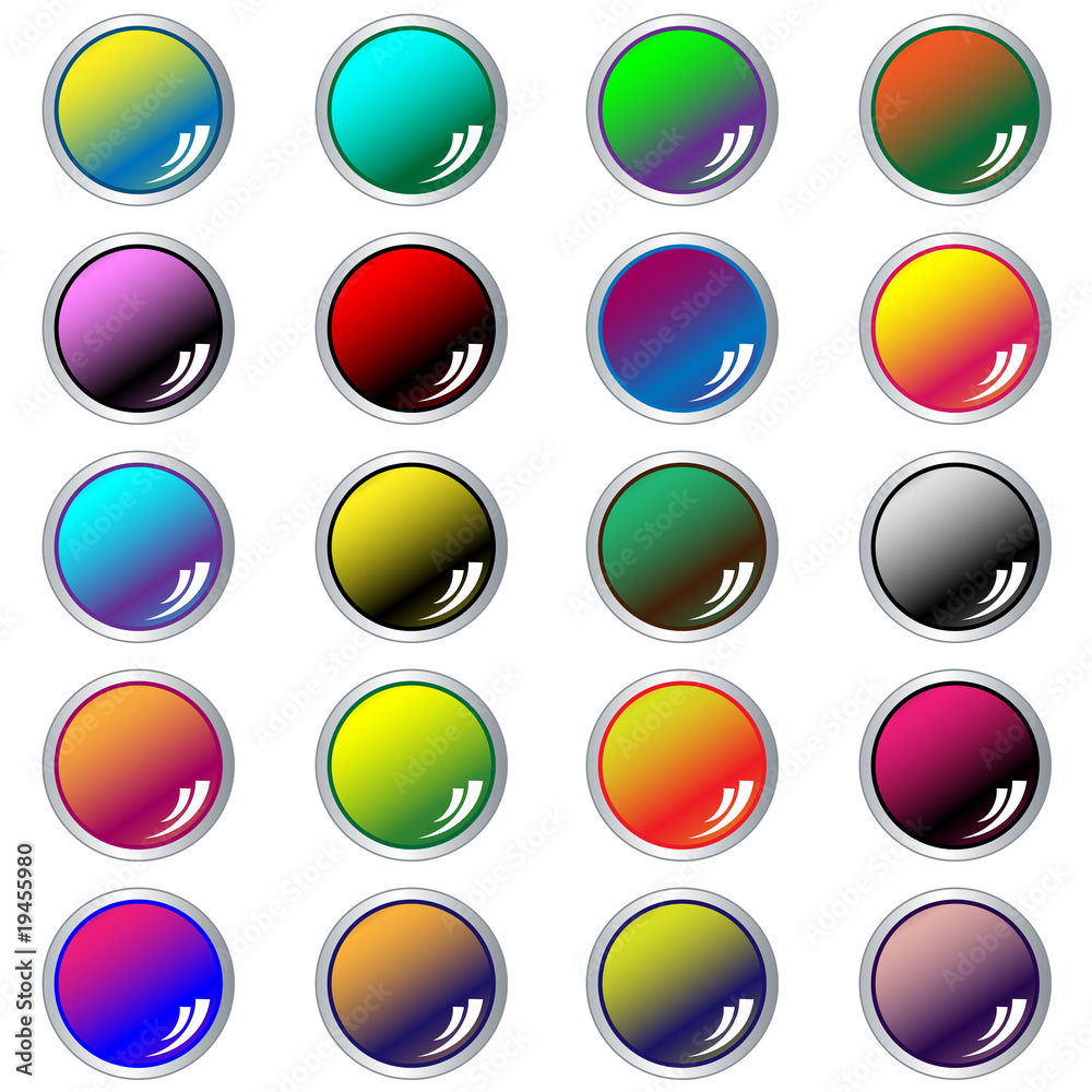 Round web buttons set of 20 in assorted colors Round web buttons set of 20 in assorted colors
