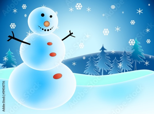 Illustrated snowman, snow, snowflakes, happiness © Jasmin Merdan