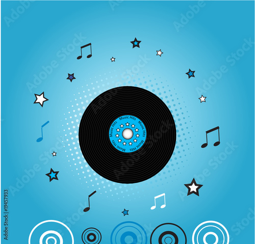 Music background with vinyl plate