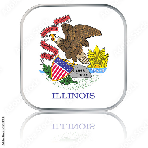 Illinois State Square Flag Button (USA America Vector Web)