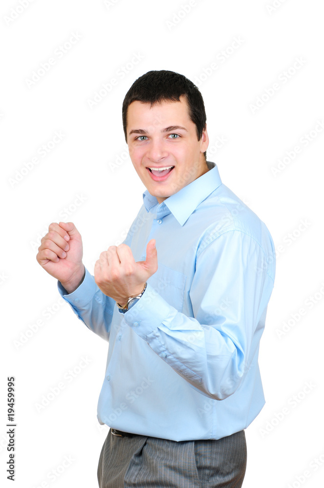 Cheerful businessman isolated on white background Cheerful businessman isolated on white background