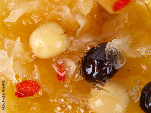 Chinese Lotus seed soup. Close up on white background