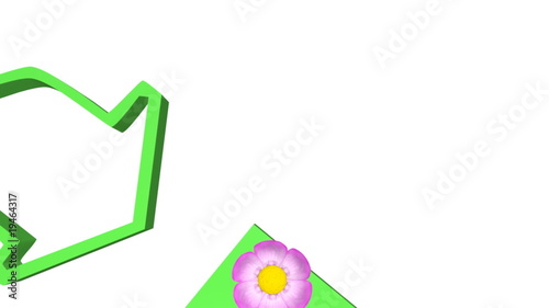 Recycling sign with flowers growing on it. Alpha matte.