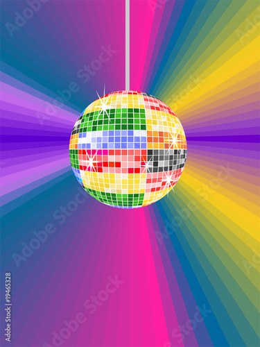 Bunte Discokugel mit abstraktem Hintergrund