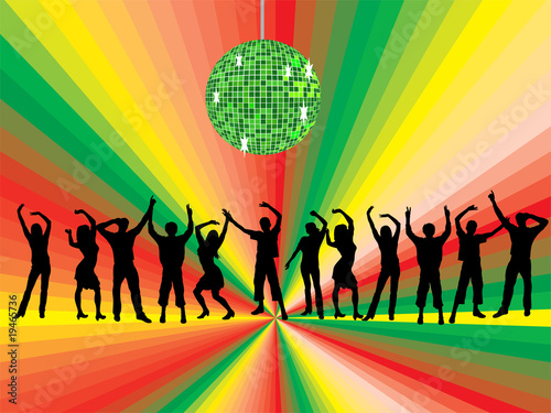 Tanzvergnügen mit grüner Discokugel