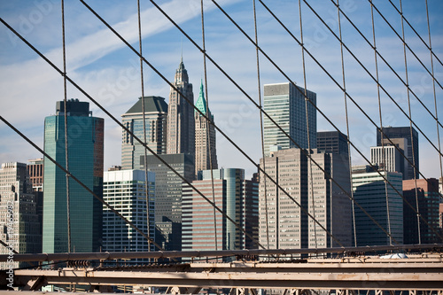 Manhattan à travers Brooklyn Bridge