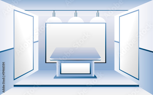Blue Room with Blank Business Stands