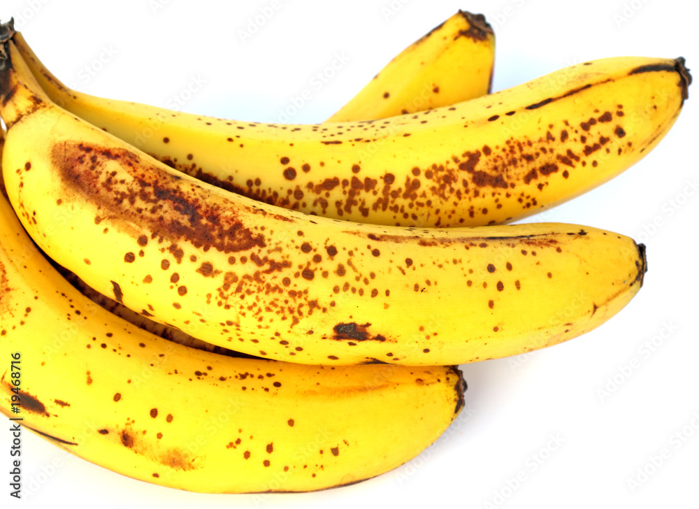 bananes bien mûres fond blanc