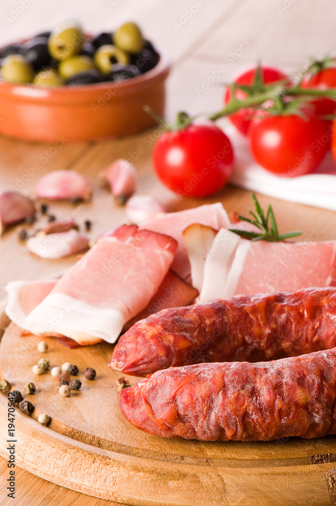 Chorizo Sausage With Olives Stock Photo | Adobe Stock