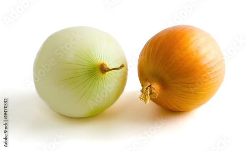 two yellow onion bulbs
