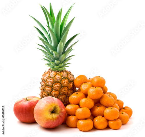 ripe  pineapple  apples and tangerines