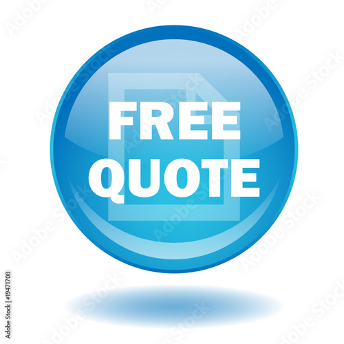 "FREE QUOTE" round vector button (circular - blue - quotation)