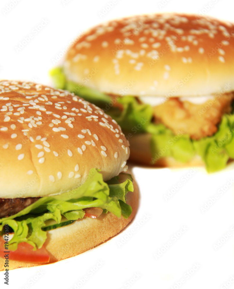 Tasty hamburger isolated on white background Tasty hamburger isolated on white background