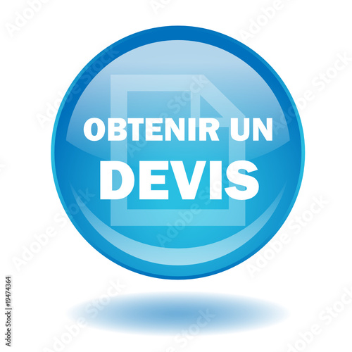 Bouton web rond "OBTENIR UN DEVIS" (vecteur - bleu - ombre)