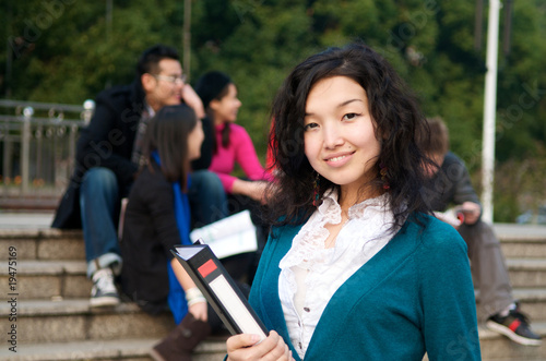 Photography Asian Student with Notebook