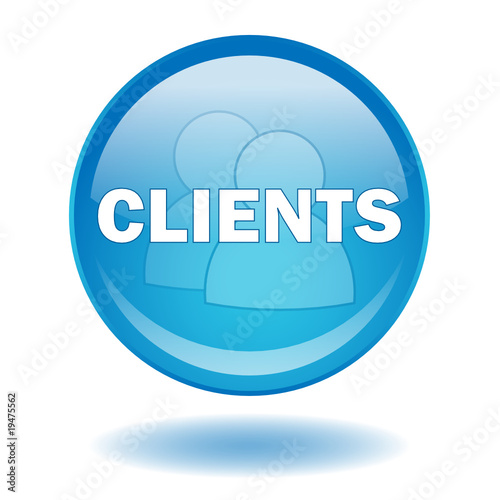 "CLIENTS" round web button (vector - business - blue)