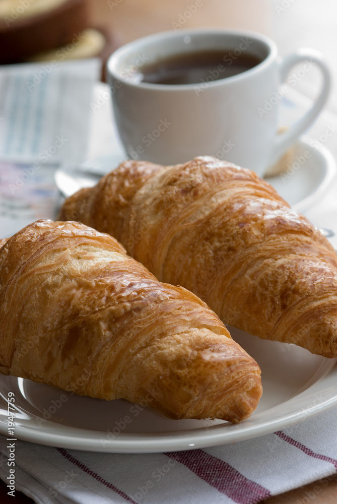 Croissants with black coffee