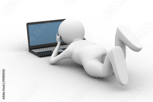 man look in computer on whi...