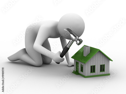 House building on white background. Isolated 3D image