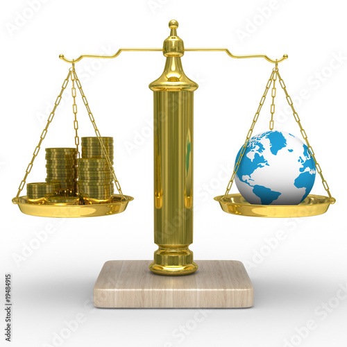 Cashes and the globe on sca...