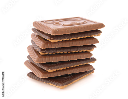 Stack of shortbread butter biscuits with chocolate