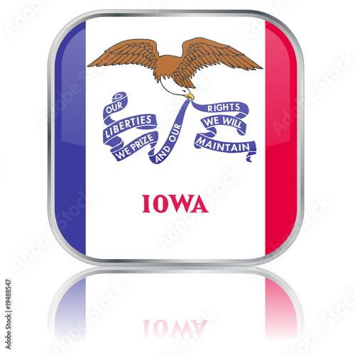 Iowa State Square Flag Button (Iowan USA Vector Reflection Web)