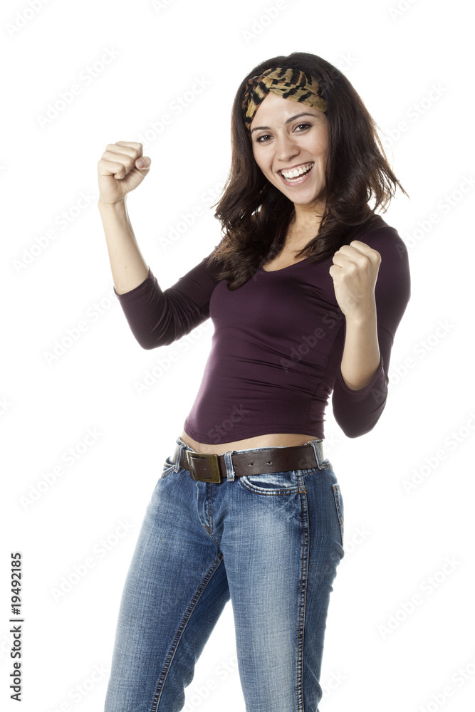 jeune femme victorieuse heureuse jeune femme victorieuse heureuse