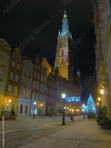 Fototapeta Naklejka Na Ścianę i Meble -  Gdansk Town Hall at night