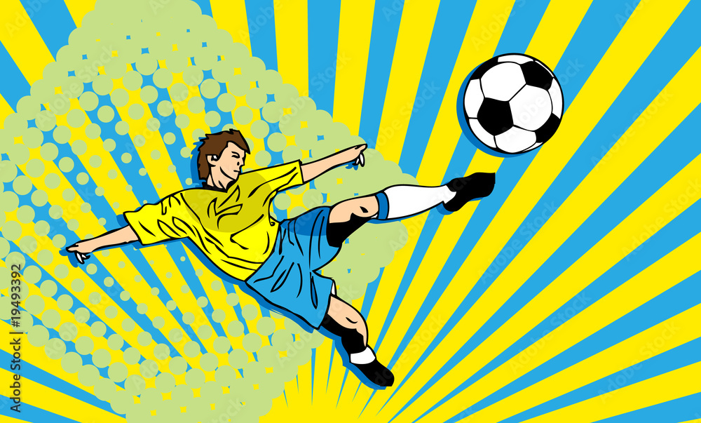 Football fake card, soccer player banner, sport background, man