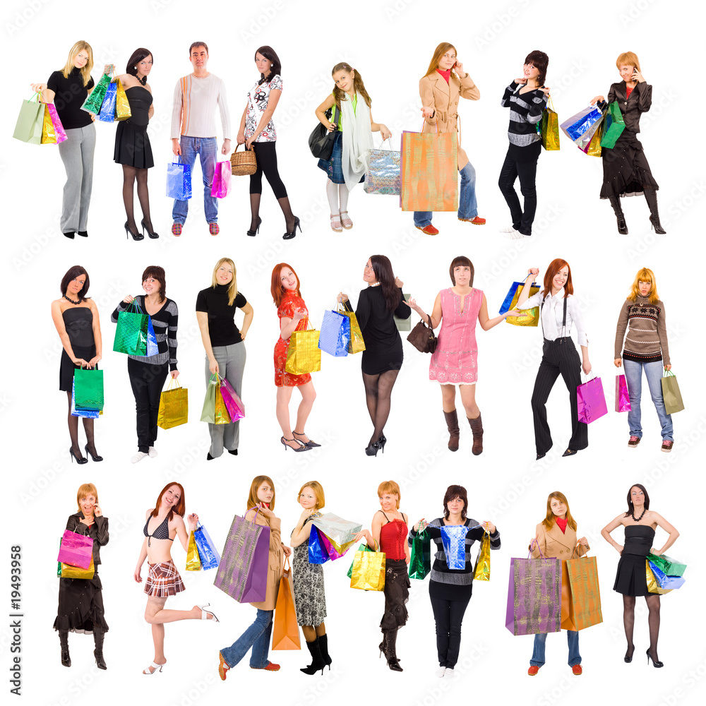 Obraz premium Shopping isolated group