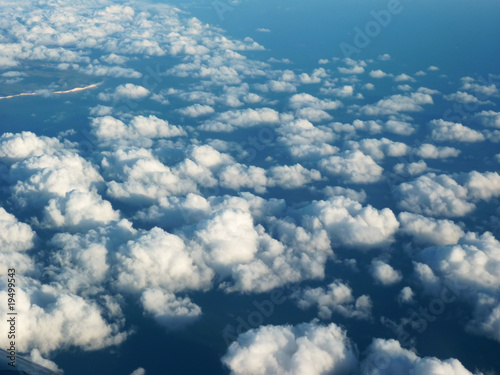 clouds into the blue sky - above view