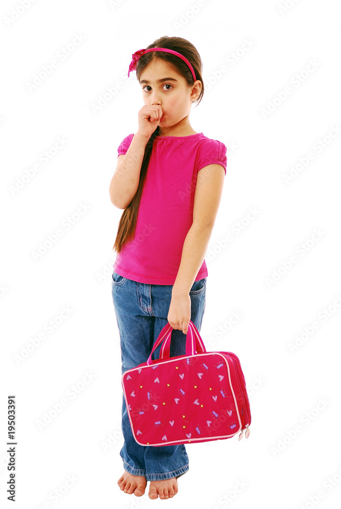 Shy girl sucking her thumb isolated on white Shy girl sucking her thumb isolated on white