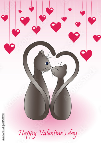 Canvas Print Romantic background with cats