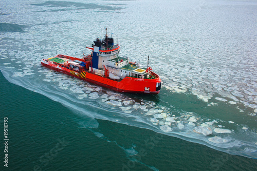 Oil Rig Supply Boat In The Ice In Pacific Ocean
