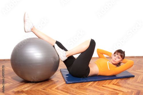 gym woman doing stretching