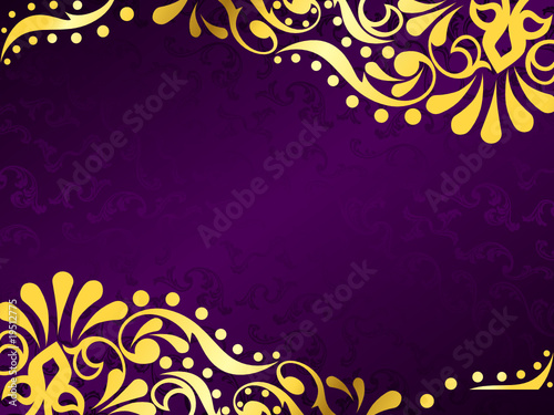 Purple background with gold filigree, horizontal