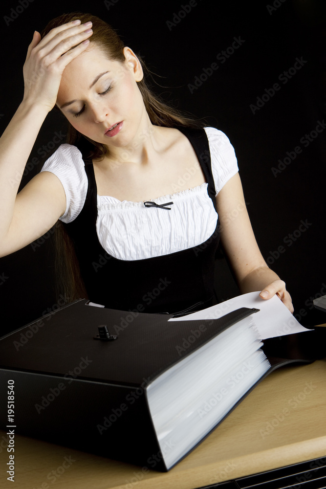 portrait of businesswoman with folders portrait of businesswoman with folders