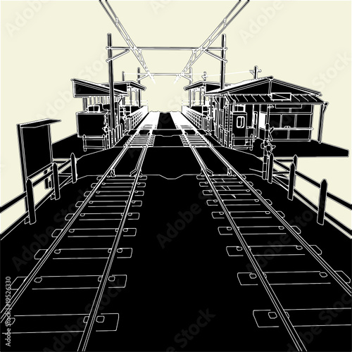 Antique Railway Station Vector 01
